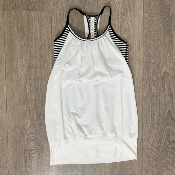Lululemon No Limits Tank Top White Classic Stripe Black White Black Size 4 - Picture 2 of 16